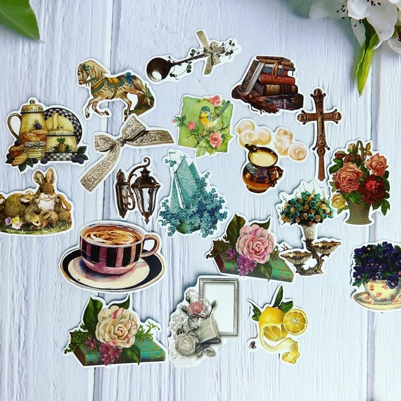 Old World Charm, Ornate Decor, Flowers, Books, Cherubs, And More, 50 Stickers - Picture 5 of 15